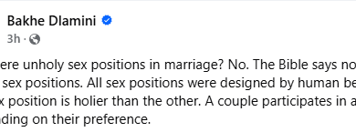 Photo of There are no unholy s3x positions in marriage – South African pastor says