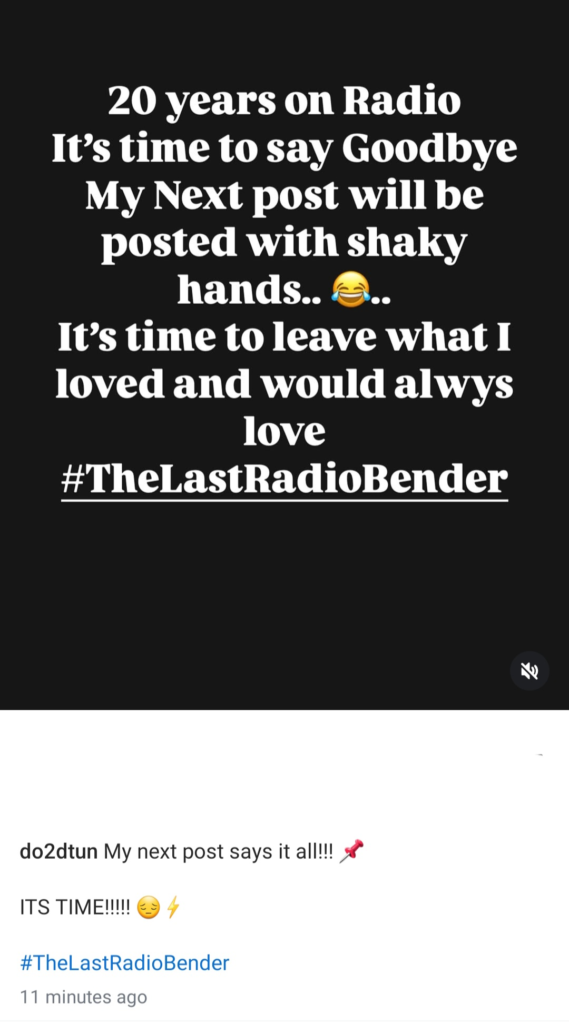 "It's time to leave what I loved" Media personality, Dotun announces he's leaving his job as a radio presenter after 20 years 4 "It's time to leave what I loved" Media personality, Dotun announces he's leaving his job as a radio presenter after 20 years 4