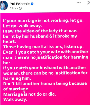 There’s no justification for harming a cheating partner. Don’t kill another human being because of marriage - Yul Edochie 4