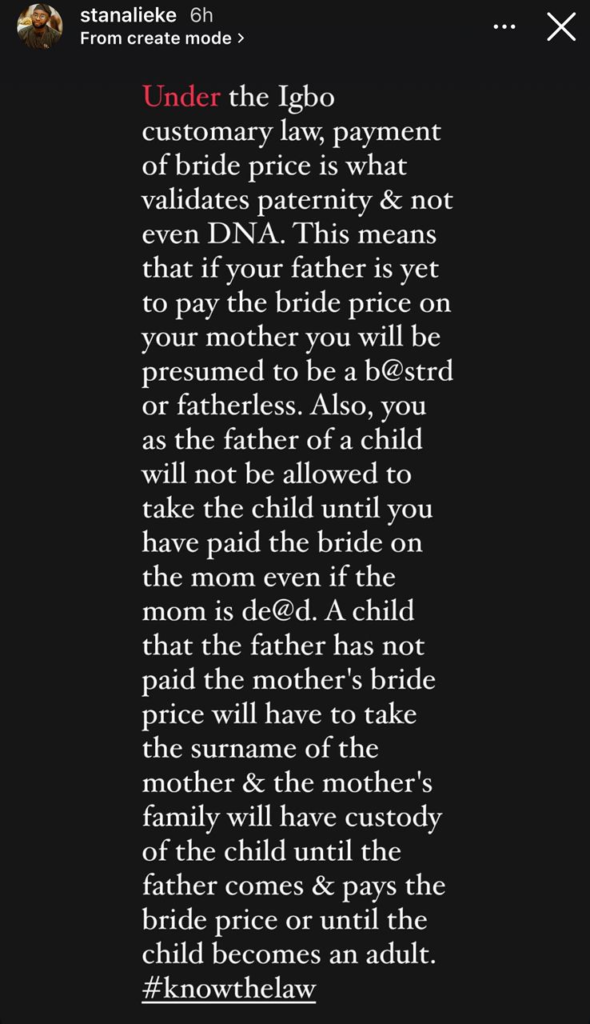 Under Igbo customary law, Payment of bride price is what validates paternity and not even DNA - Lawyer Stan Alieke 4