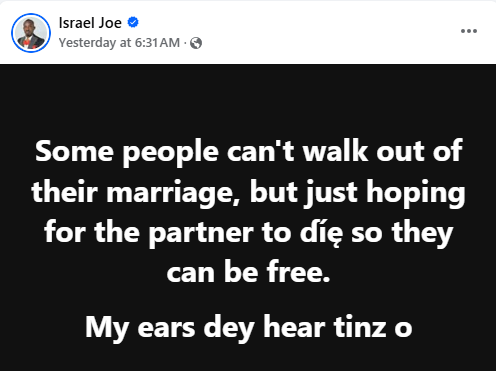 Some people are just hoping for their partner to die so they can be free - Human rights activist, Israel Joe 3