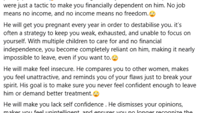 Photo of He will get you pregnant every year in order to destabilise you, a strategy to make you weak- Nigerian lady shares how a woman can tell if she “married a weapon fashioned against her”