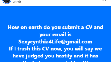 Nigerian lawyer reacts after receiving CV sent via unprofessional email address 'Sexycynthia4Life@gmail.com' 5 Photo of Nigerian lawyer reacts after receiving CV sent via unprofessional email address ‘Sexycynthia4Life@gmail.com’