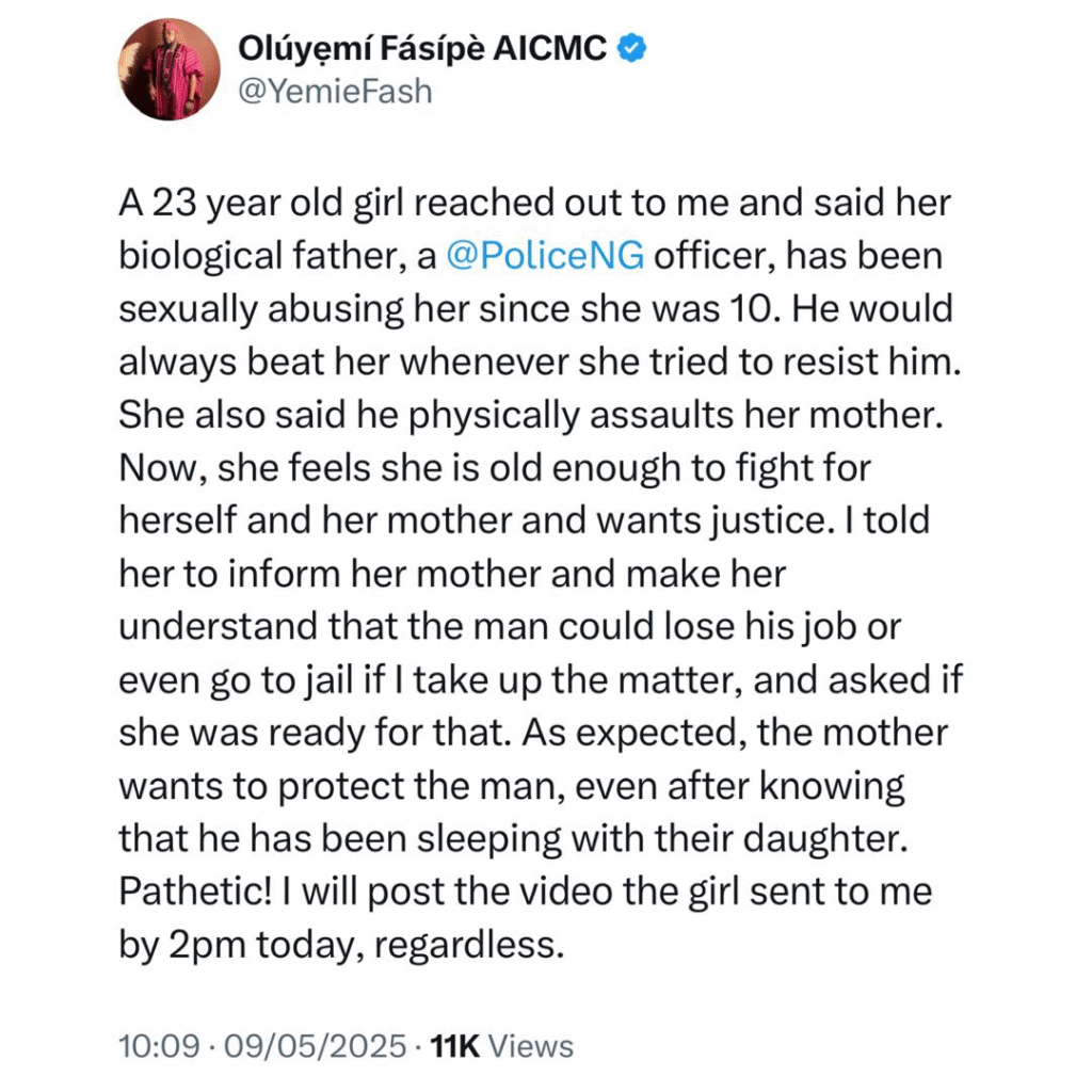 Ondo state police officer accused of sexu@lly assaulting his 23-year-old daughter since she was 10 4 Ondo state police officer accused of sexu@lly assaulting his 23-year-old daughter since she was 10 4