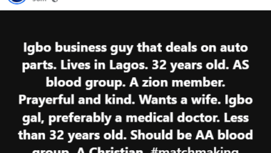 Photo of Everyone has the right to choose who they want – Reactions as Nigerian auto spare parts dealer seeks a prayerful and kind medical doctor to marry