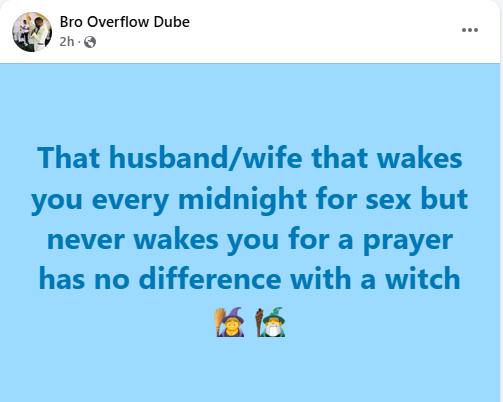 Photo of That husband or wife that wakes you every midnight for s3x but never wakes you for prayer is a witch – South African prophet says