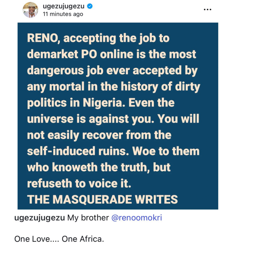 Accepting the job to demarket Peter Obi online is the most dangerous job ever - Filmmaker, Ugezu Ugezu, writes Reno Omokri 4 Accepting the job to demarket Peter Obi online is the most dangerous job ever - Filmmaker, Ugezu Ugezu, writes Reno Omokri 4