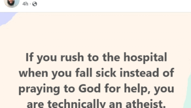 Photo of If you rush to the hospital when you fall sick instead of praying to God for help, you are technically an atheist – Nigerian man says