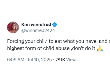 Photo of Forcing a child to eat what you have and not what they want is the highest form of child abuse – Nigerian Lady shares