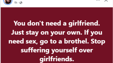 Photo of Stop suffering yourself over girlfriends, If you need s3x, go to a brothel – Nigerian Lady tells men