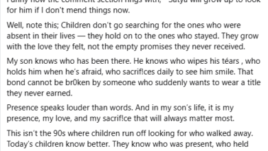 Photo of ”Presence speaks louder than words” – Nigerian woman addresses people saying her son will look for his absent father when he grows up