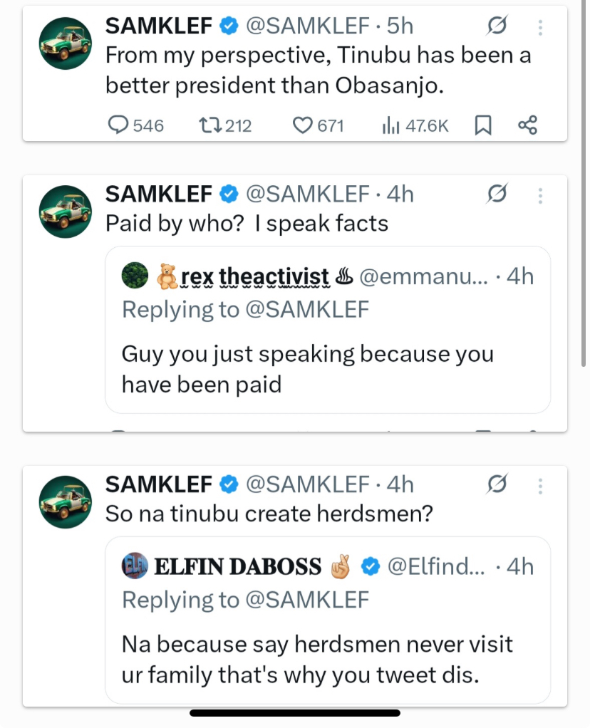 “Tinubu has been a better president than Obasanjo" - Music Producer, Samklef  4