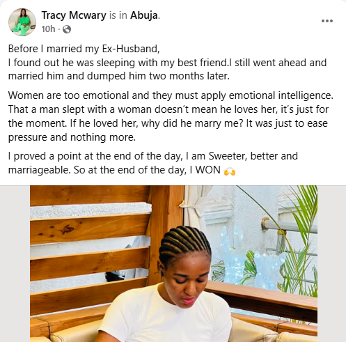 I Married Him Knowing He Slept With My Best Friend, Then I Dumped Him - Nigerian woman reveals 8