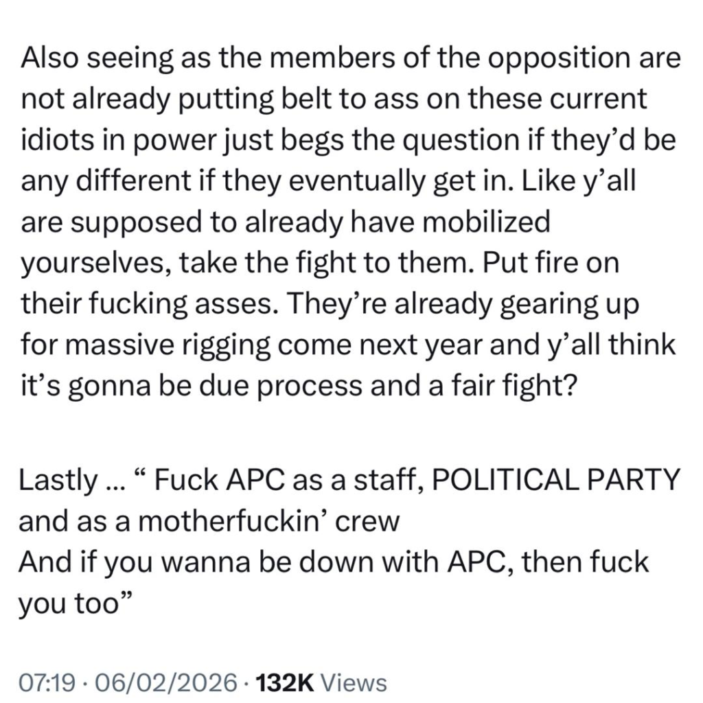 ''I dont just want them ousted, I want them ALL publicly shamed, hung From the gallows, incarcerated and treated like the absolute cancer that they are''- Rapper Ycee shares his wishes for the present APC administration in 2027 7