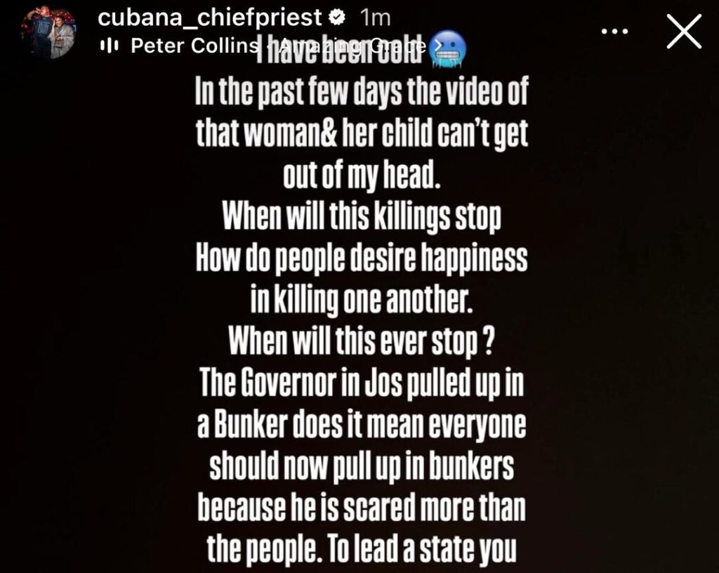Plateau killing: “This was done to embarrass our president on his birthday” - Cubana Chiefpriest 6 Plateau killing: “This was done to embarrass our president on his birthday” - Cubana Chiefpriest 6