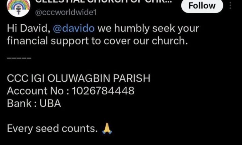 Celestial Church Appeals to Davido for Help to Complete Building Project 1